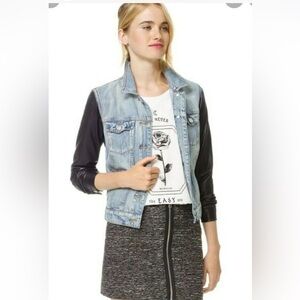 Aritzia Talula Denim Faux Leather Jacket